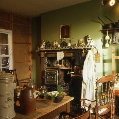 A room designed to show a Victorian kitchen.