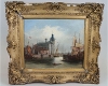 Canal scene oil painting. 