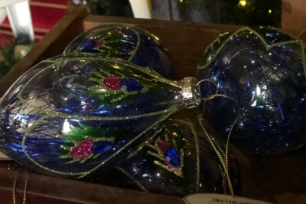 Peacock Themed Glass Baubles