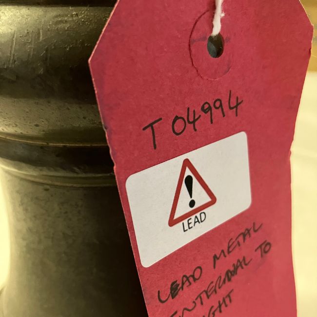 Objects containing lead are clearly labelled